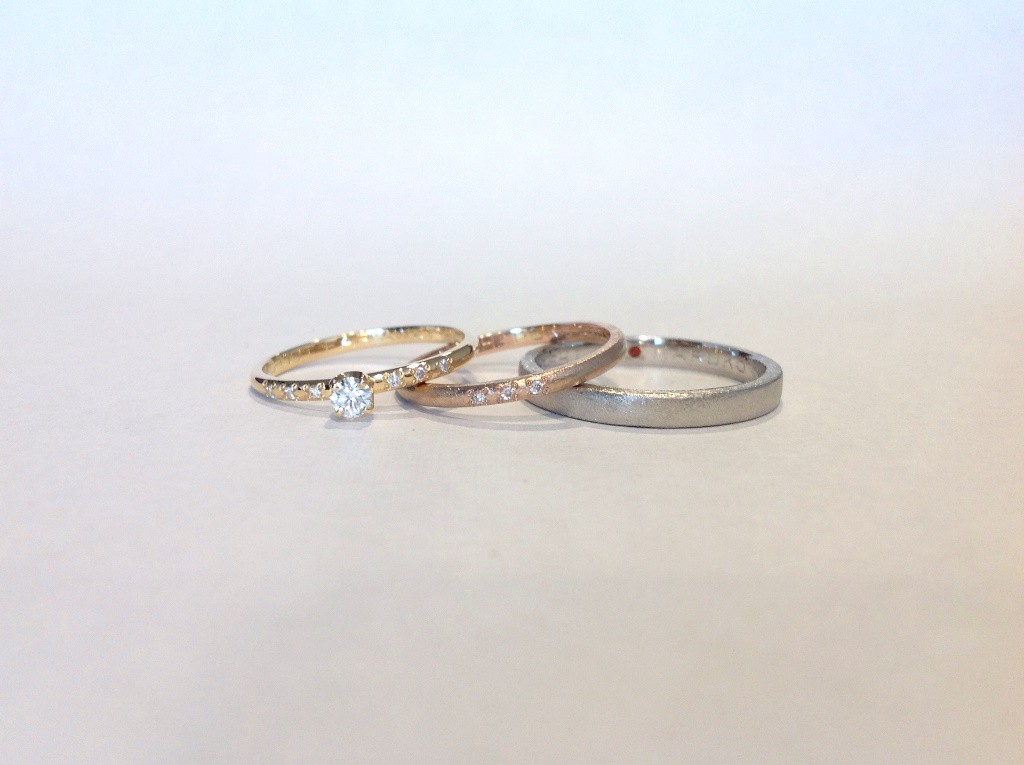 平打(2.5mm)・甲丸(1.5mm)・甲丸(婚約指輪1.5mm)