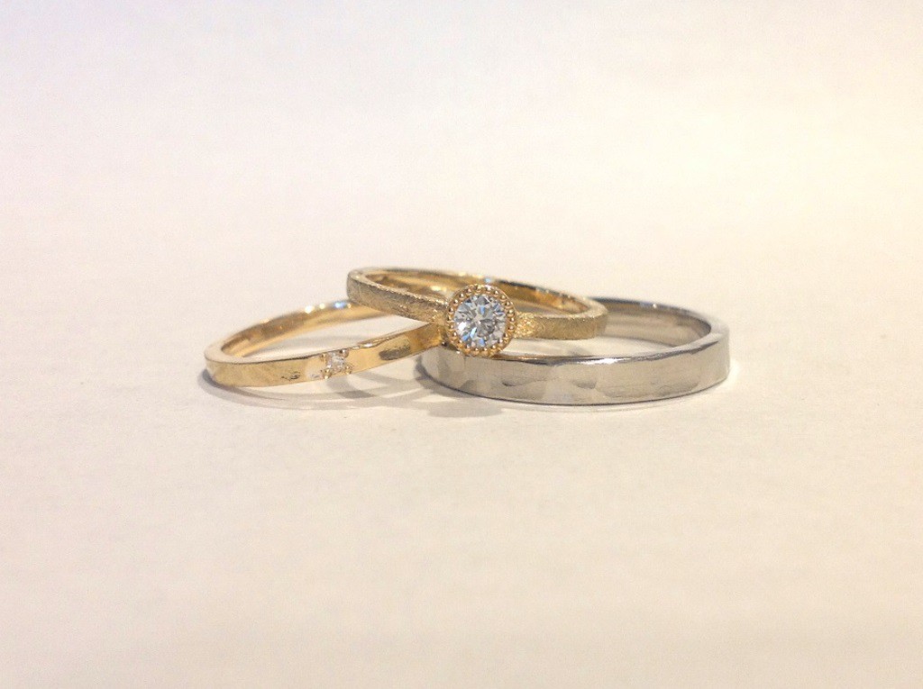 つちめ(2.5mm・1.5mm)・平打(婚約指輪 1.5mm)